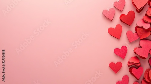 Festive red heart paper border frame on a soft pink background, perfect for Valentine's Day and Mother's Day. Features blank space for personalized text or graphics.