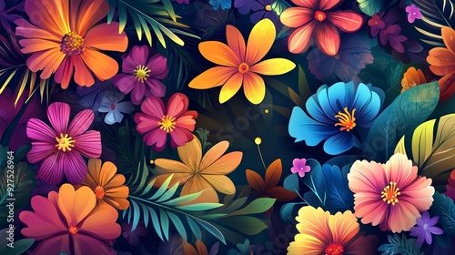 Colorful floral illustration background 