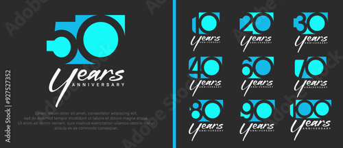 anniversary logo set. vector design blue color can be use for celebration moment