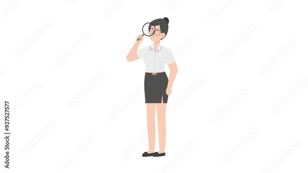 Business woman holding a magnifying glass Business woman holding a magnifying glass