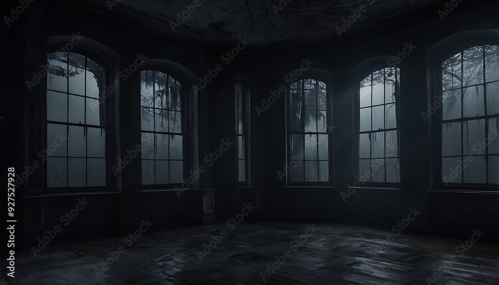 An old and abandoned house with a dark and mysterious atmosphere An old and abandoned house with a dark and mysterious atmosphere