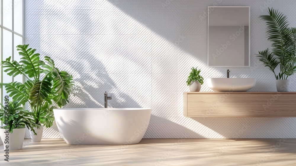Bathroom with energy-saving fixtures and a modern, eco-friendly design, reducing carbon emissions Bathroom with energy-saving fixtures and a modern, eco-friendly design, reducing carbon emissions