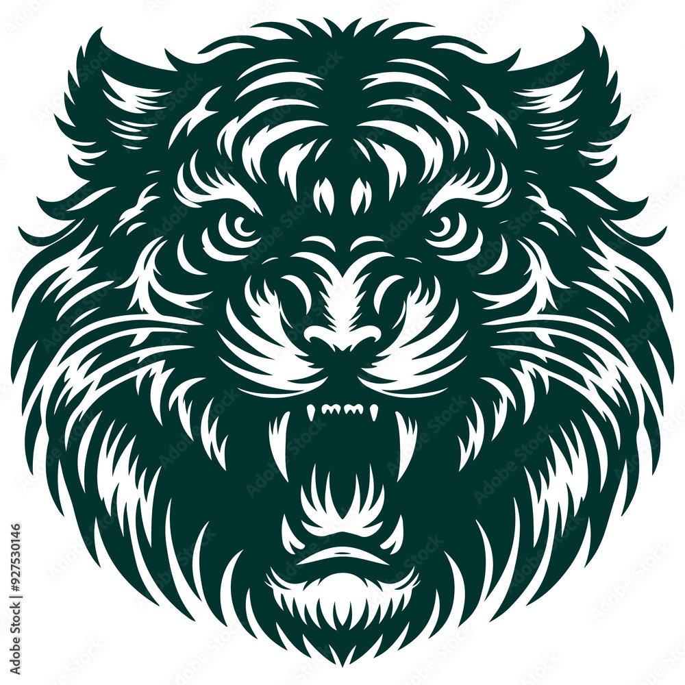 silhouette design of angry tiger face silhouette design of angry tiger face