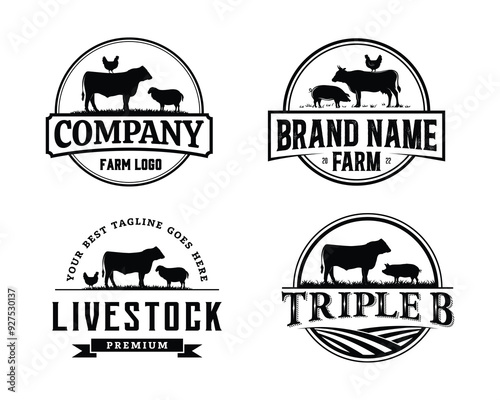 Livestock logo design. Farm animal logo design template. Label for farm products.