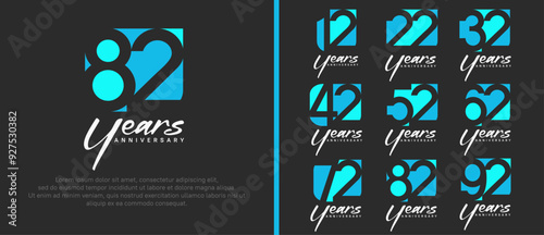 anniversary logo set. vector design blue color can be use for celebration moment
