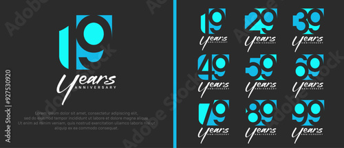 anniversary logo set. vector design blue color can be use for celebration moment
