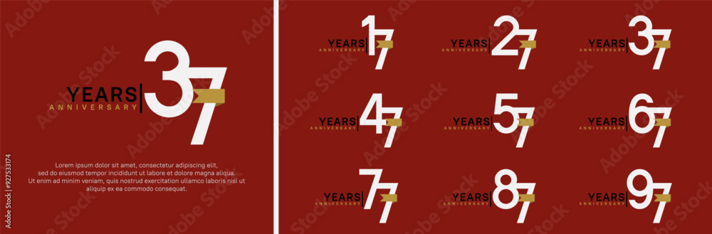 Obraz premium anniversary logo set. vector design white color and brown ribbon can be use for celebration event
