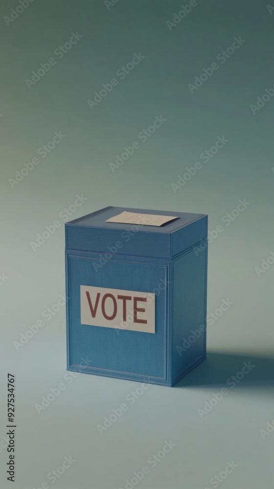 Voting ballot being inserted into box with minimalistic color background Voting ballot being inserted into box with minimalistic color background