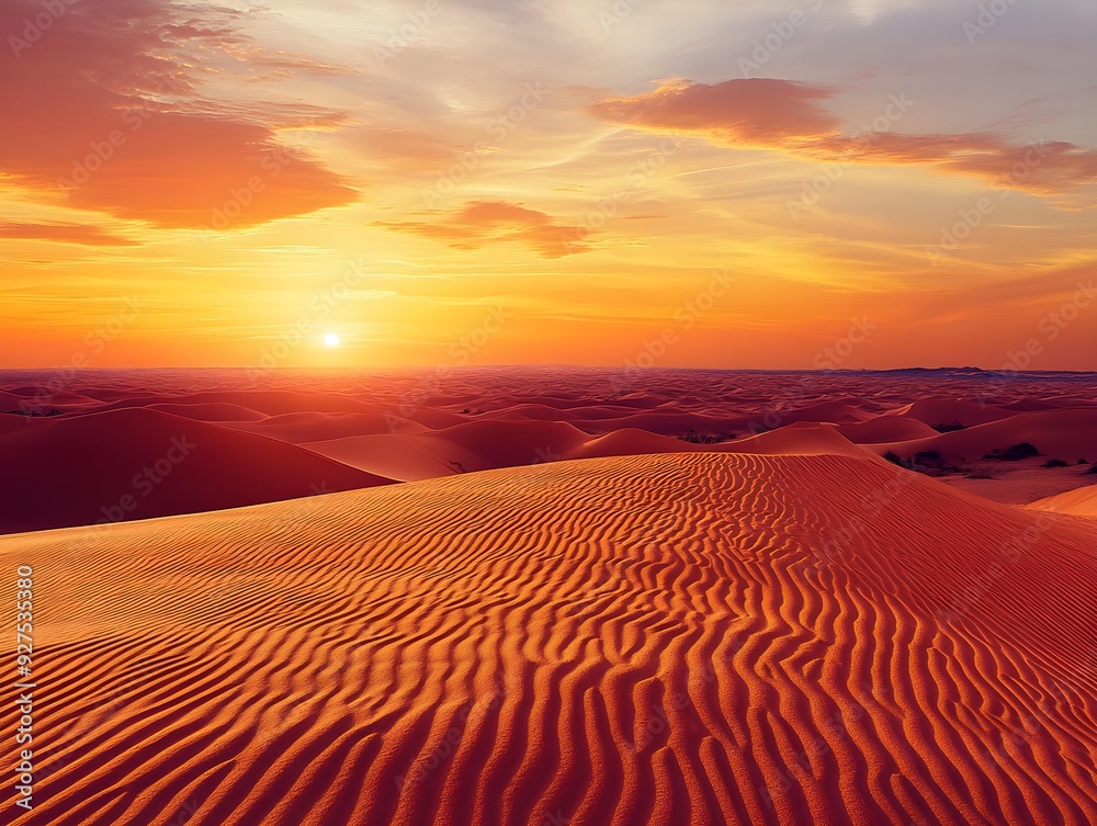 Naklejka premium sunset over the desert