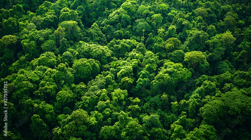 Dense green forest canopy from an aerial perspective. Dense green forest canopy from an aerial perspective.