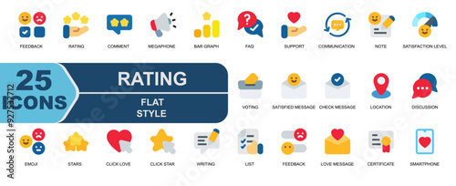 simple flat style icon collection.icon set rating.
