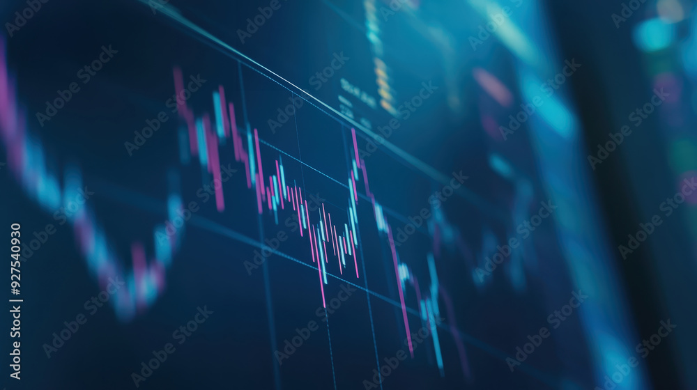 Financial Stock Market Chart with Blue and Pink Indicators Financial Stock Market Chart with Blue and Pink Indicators
