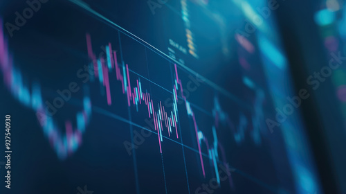  Financial Stock Market Chart with Blue and Pink Indicators