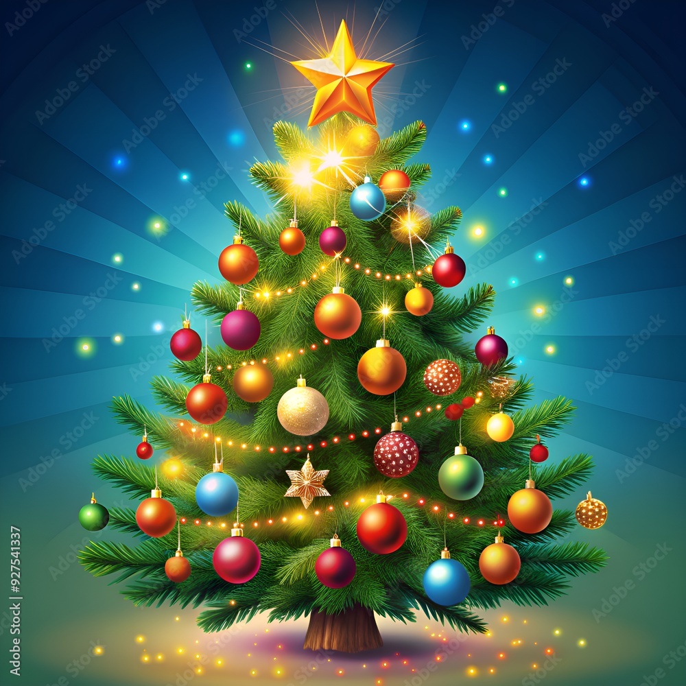 christmas tree with balls and snowflakes christmas tree with balls and snowflakes