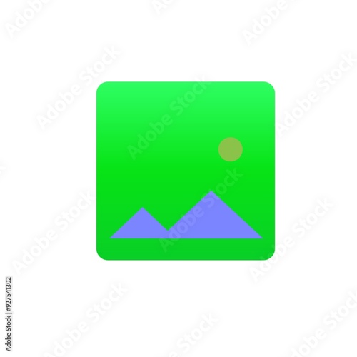 Gallery icon and logo for apps! Green  and blue gallery icon isolated from white background .