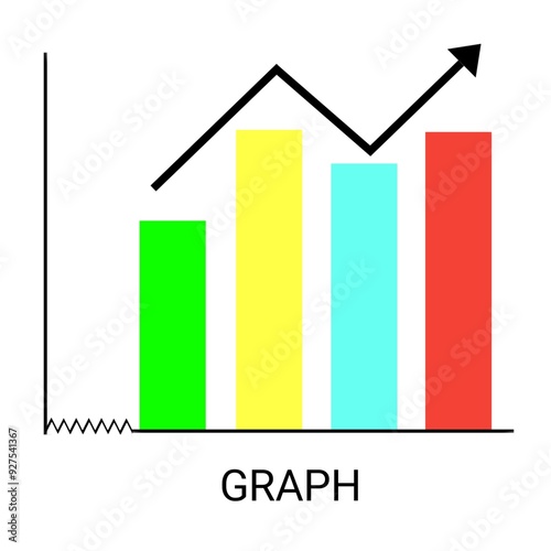 Colourful business graph with arrow