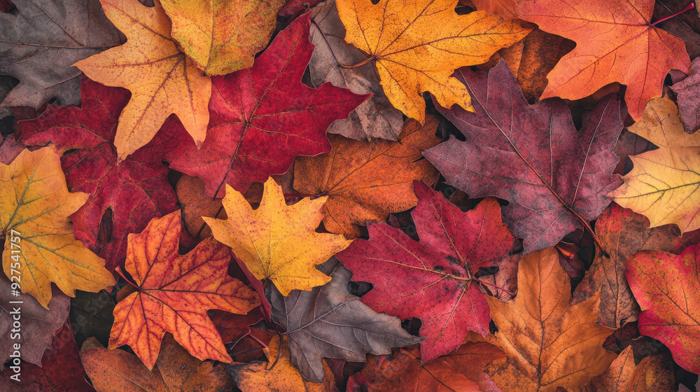 Close-Up of Colorful Autumn Leaves in Red, Yellow, and Orange Hues Close-Up of Colorful Autumn Leaves in Red, Yellow, and Orange Hues