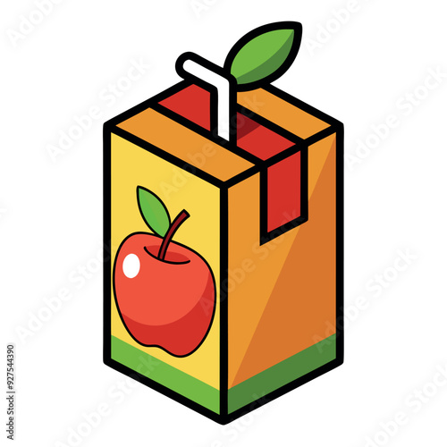 Apple Juice Box Vector Design Illustration