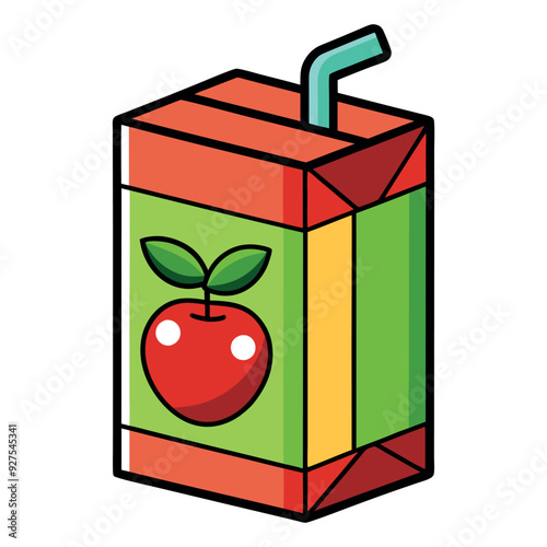 Apple Juice Box Vector Design Illustration