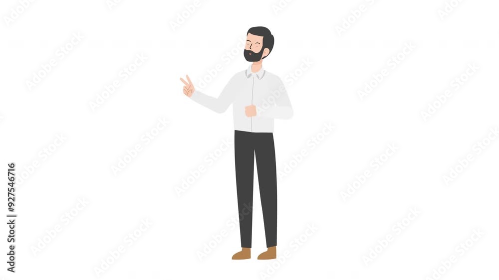 Man pointing victory sign Man pointing victory sign