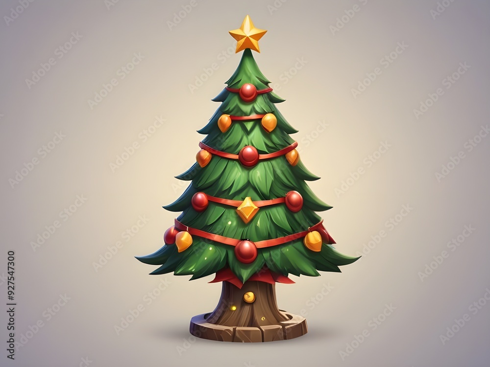 Christmas tree, game ui icon cartoon style Christmas tree, game ui icon cartoon style