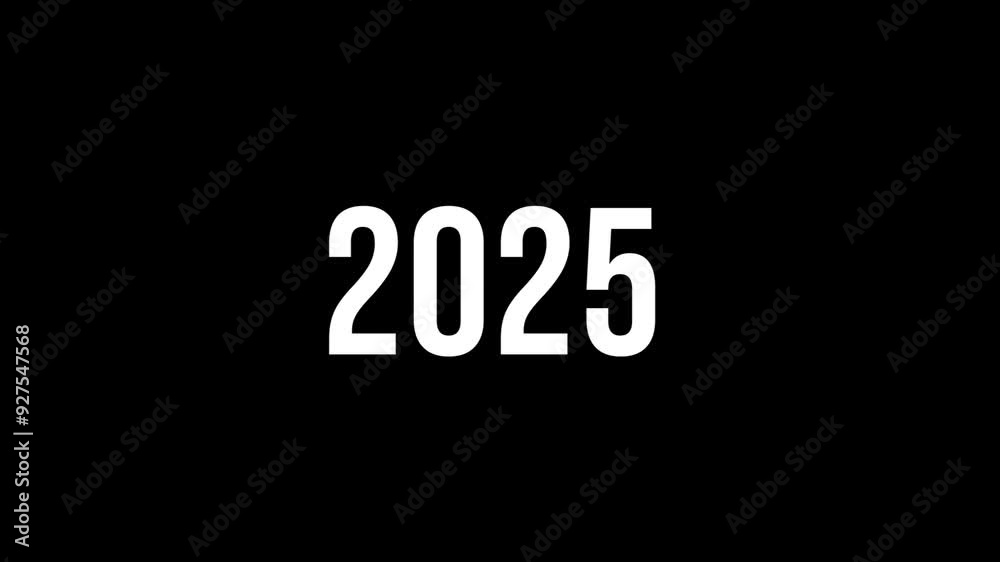 A minimalist black and white 2025 Happy New year text animation A minimalist black and white 2025 Happy New year text animation