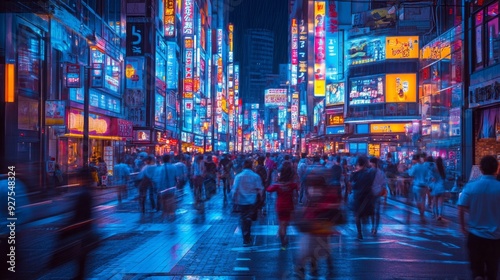 Wallpaper Mural Tokyo Street Life: A Bustling Scene in Vivid Detail Torontodigital.ca