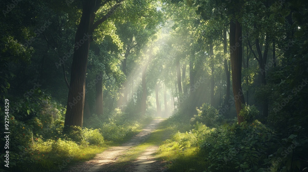 Obraz premium Serene Forest with Tall Trees: A Breathtaking Nature Scene