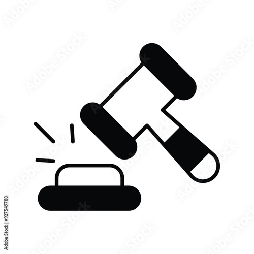 auction glyph icon with white background vector stock illustration