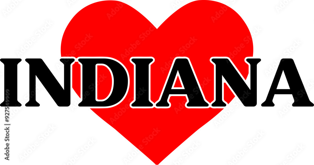Indiana US State Red Heart Indiana US State Red Heart