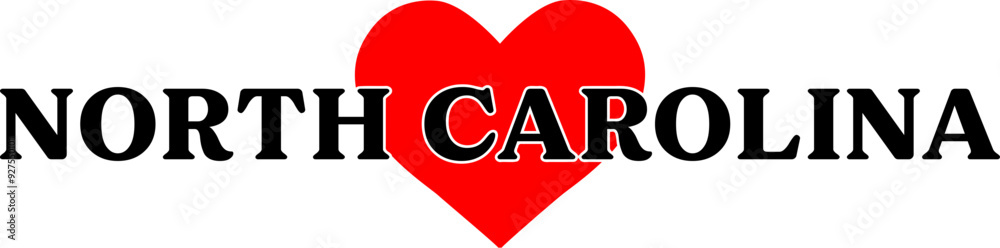 North Carolina US State Red Heart