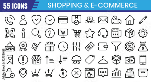 E-Commerce  outline icons set. Online shopping outline icon collection. Editable stroke. Vector illustration