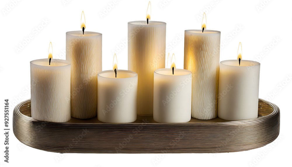 Candles Before Carol on a white isolated background. Generative AI. Candles Before Carol on a white isolated background. Generative AI.