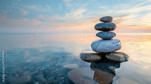 Wallpaper Mural Stack of rocks standing in the gentle waters of a quiet ocean bay Torontodigital.ca