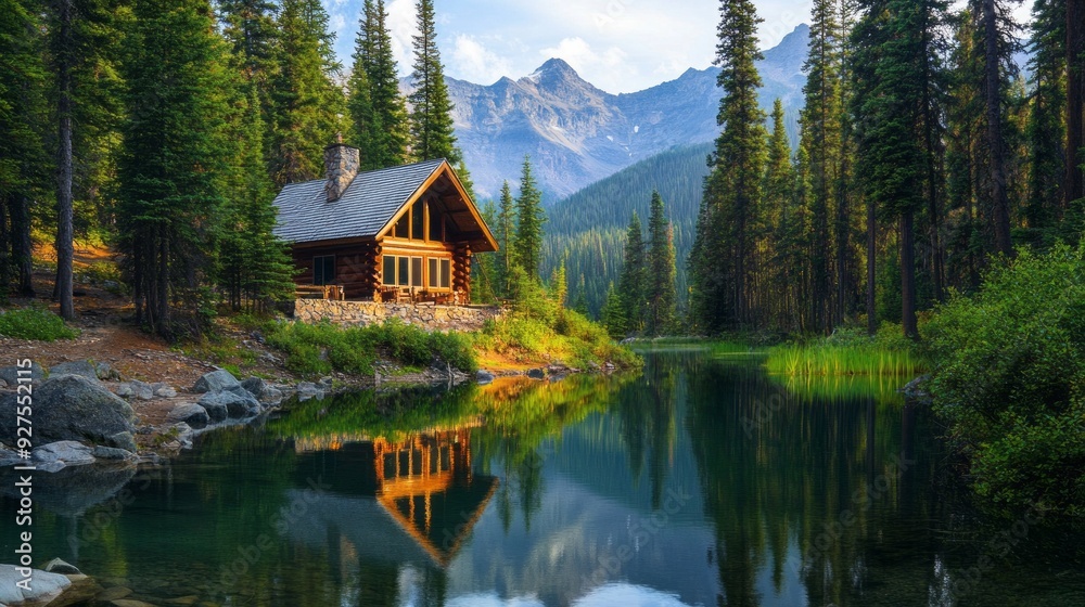Fototapeta premium Peaceful Mountain Retreat: Escape to Tranquility