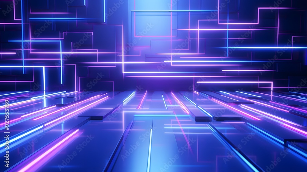 3d rendering of purple and blue abstract geometric background. Scene for advertising, technology, showcase, banner, game, sport, cosmetic, business, metaverse. Sci-Fi Illustration. Product display 3d rendering of purple and blue abstract geometric background. Scene for advertising, technology, showcase, banner, game, sport, cosmetic, business, metaverse. Sci-Fi Illustration. Product display