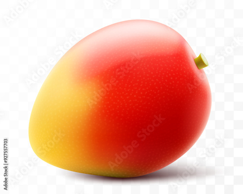 Fresh mango tropical fruit. Exotic mango fruit isolated on transparent background. Summer tropical vitamin food. Realistic 3d vector illustration