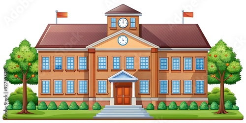 Free Vector School Building Educational Institution College Front Part Show photo