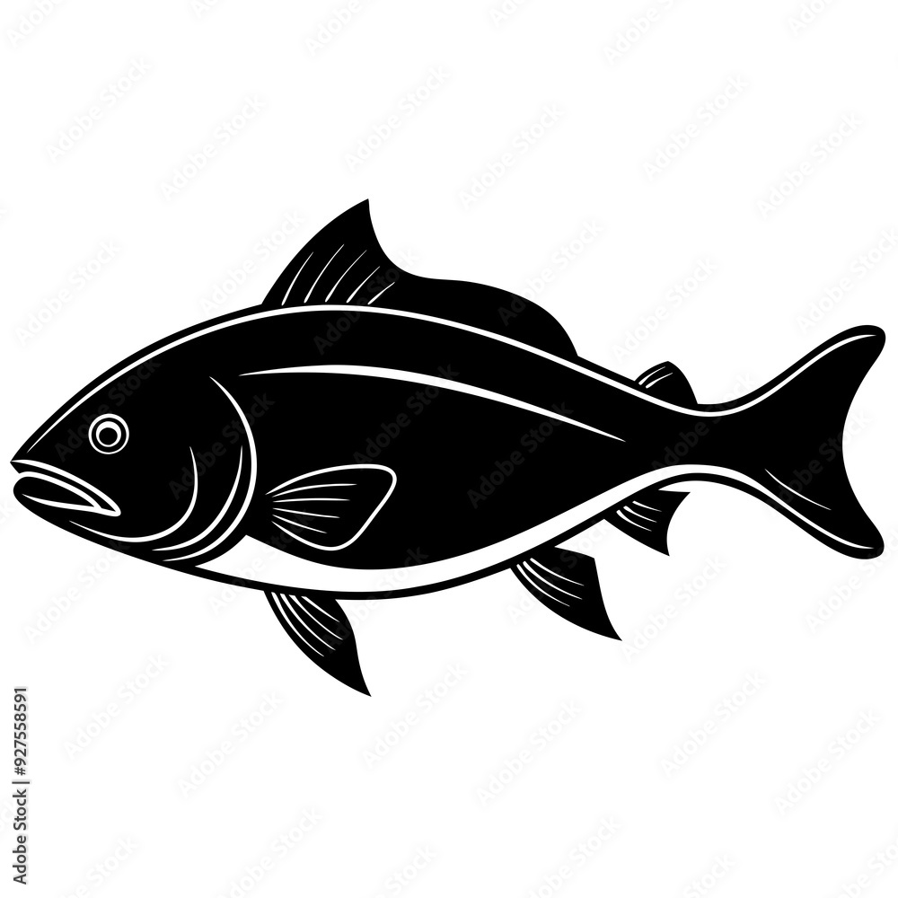 fish black silhouette white background fish black silhouette white background