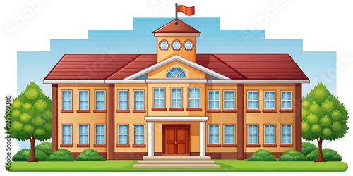 Free Vector School Building Educational Institution College Front Part Show photo