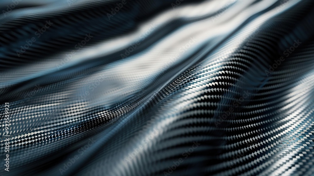  Detailed view of a smooth, flowing fabric with a dark, metallic sheen, showcasing its texture.
