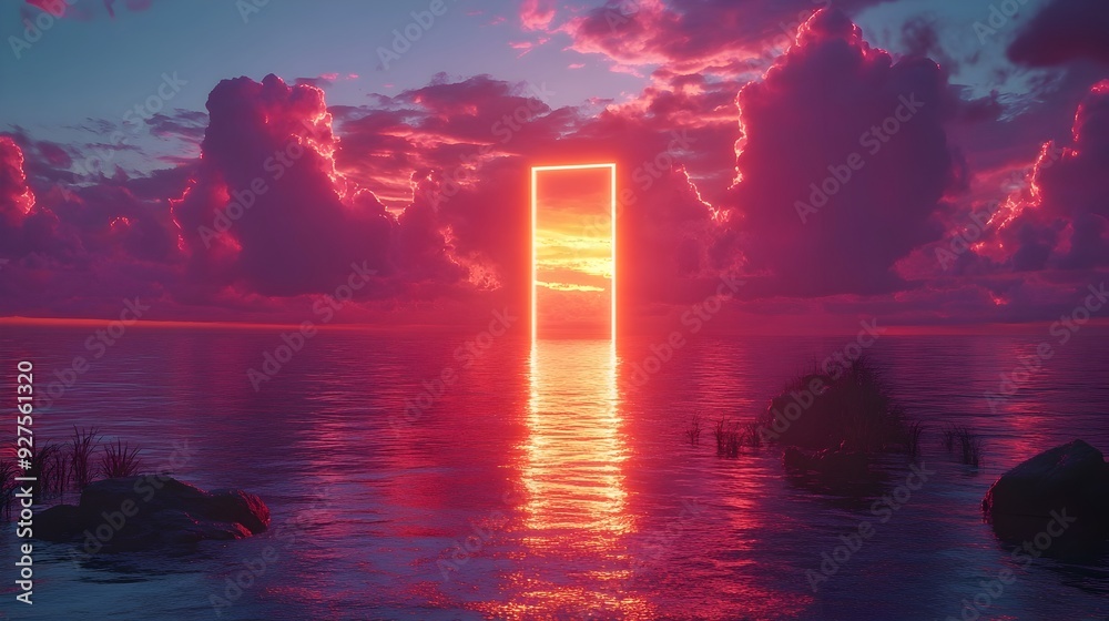 Mesmerizing Sunset Reflection Over Tranquil Ocean Landscape