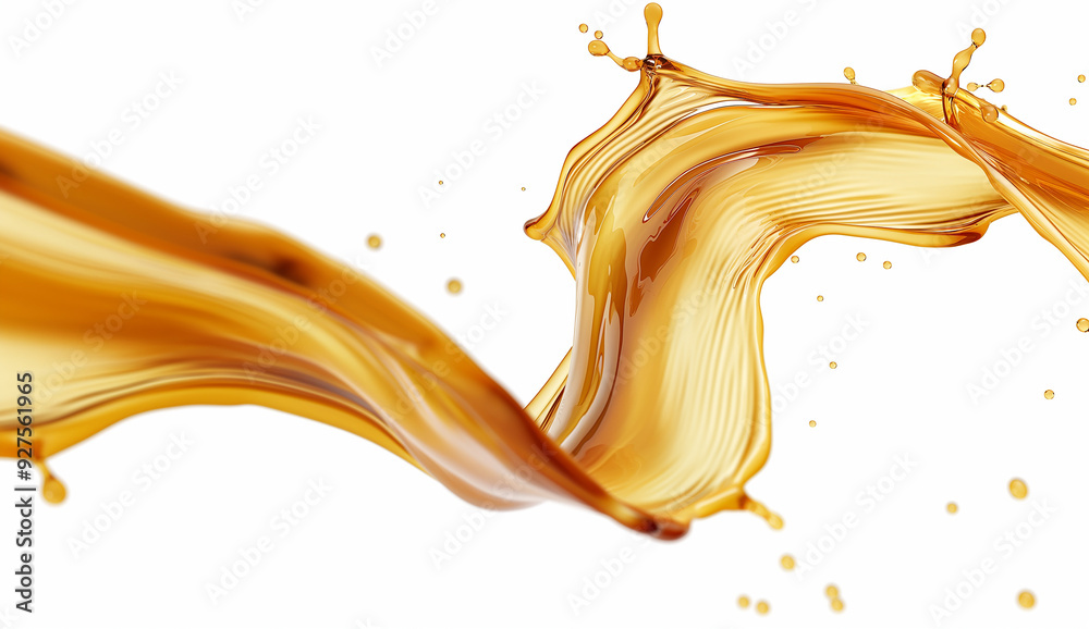 Fototapeta premium The splashes of caramel liquid flow isolated on a white background