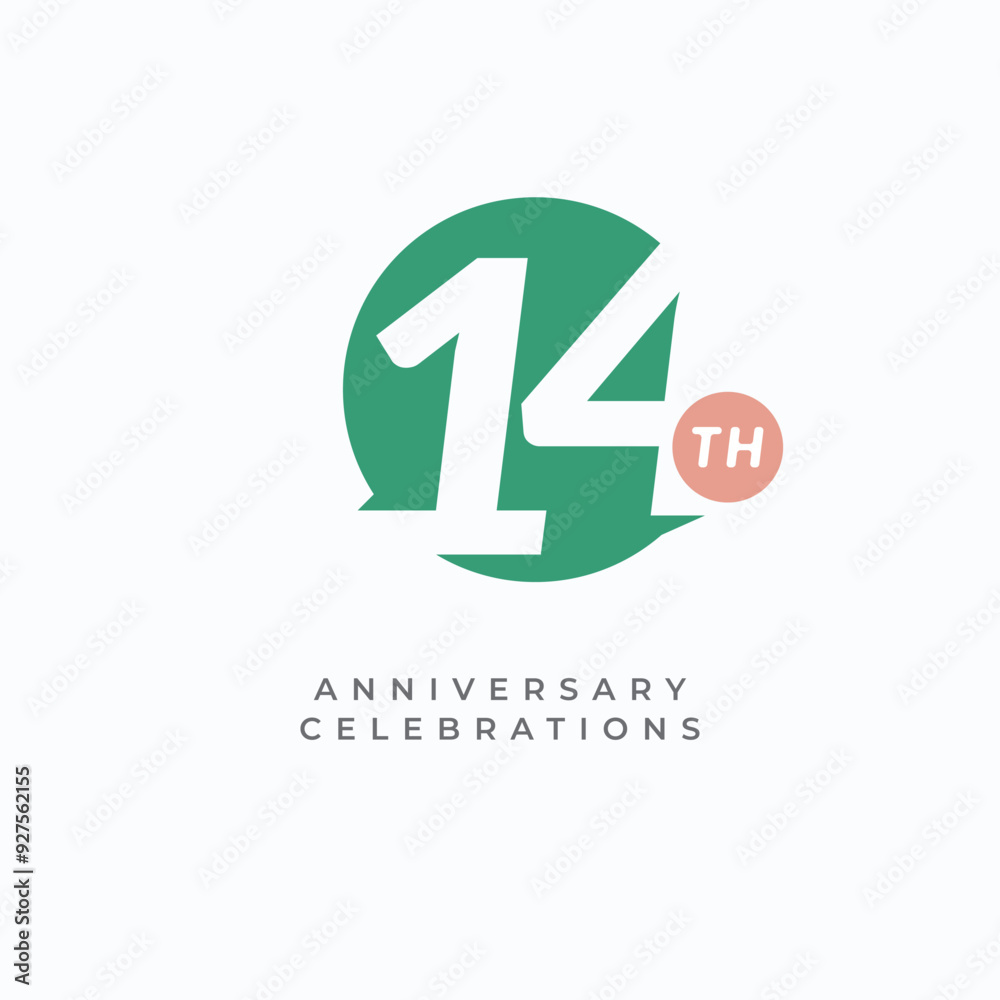 Obraz premium 14 Th Anniversary Celebration Vector Template Design Illustration