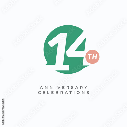 14 Th Anniversary Celebration Vector Template Design Illustration