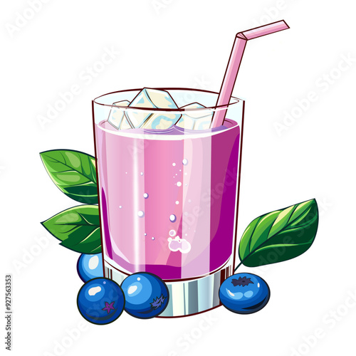 blueberry smoothies hand drawn style illustration