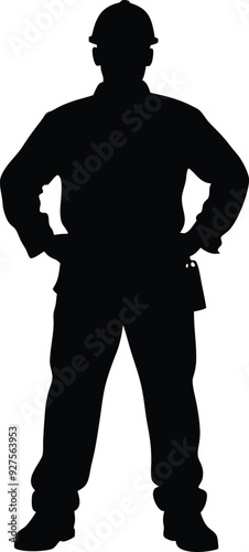 worker silhouette illustration black and white