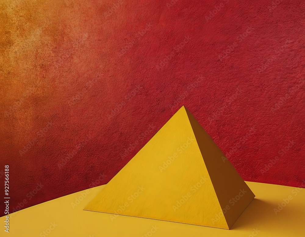 yellow pyramid on red background