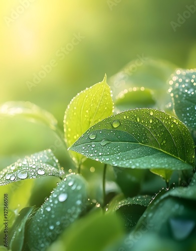 Dewy Green Leaves