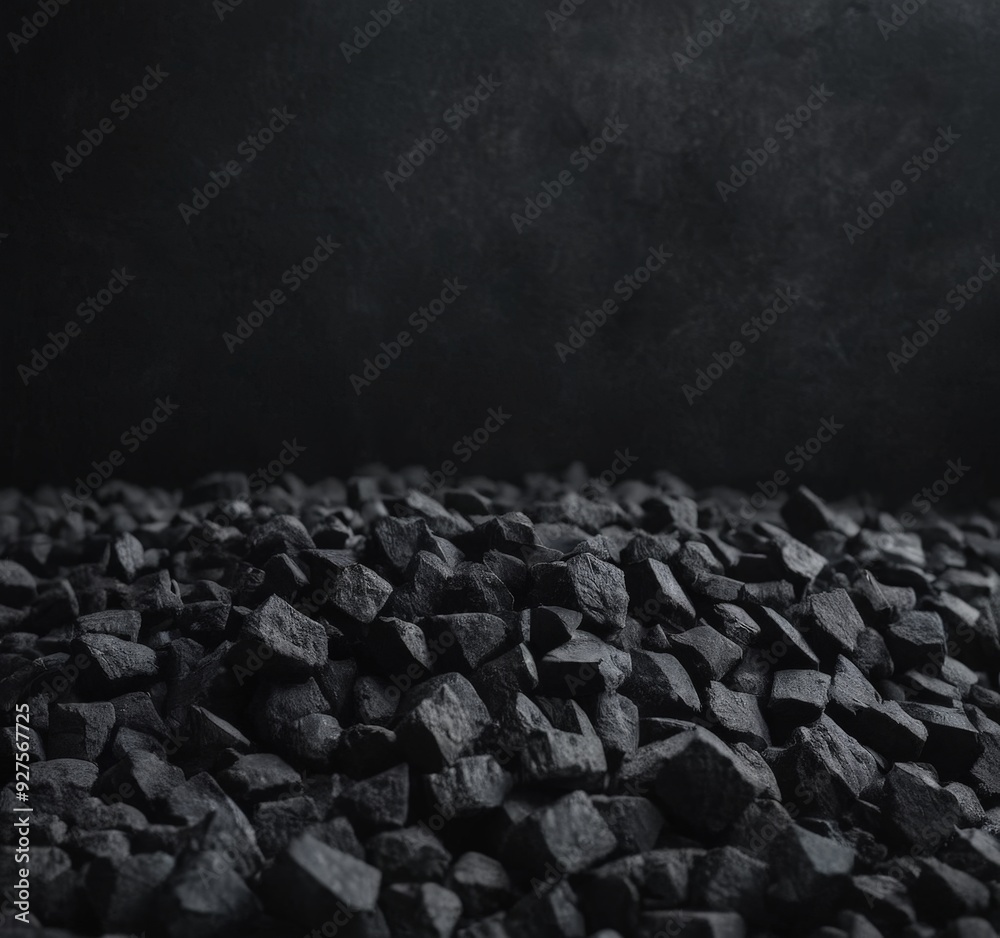 Fototapeta premium pile coal on black background